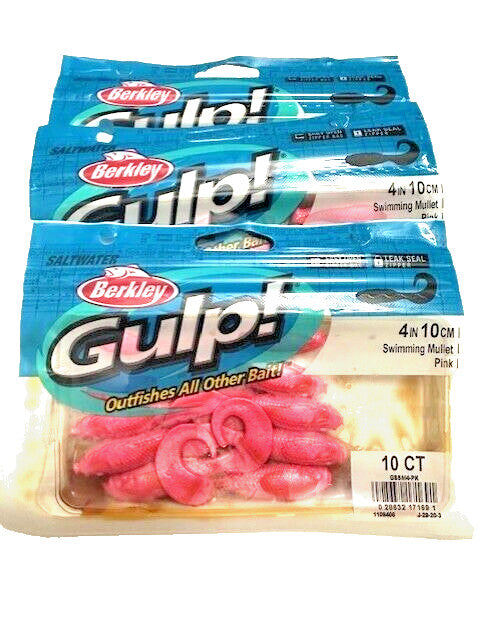 Saltwater Fishing Lures - 4-Inch Swimming Mullet Pink 3-Pack