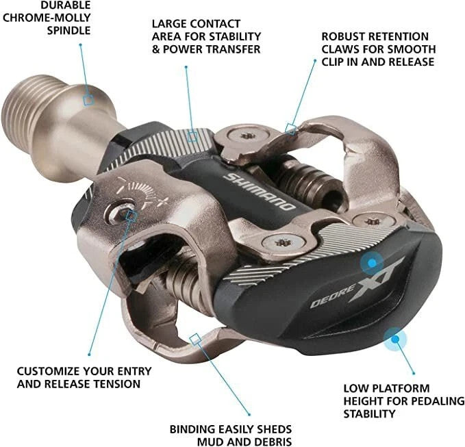 Shimano Deore XT PD-M8100 SPD XC Mountain Bike Clipless Pedals with SH51 Cleats