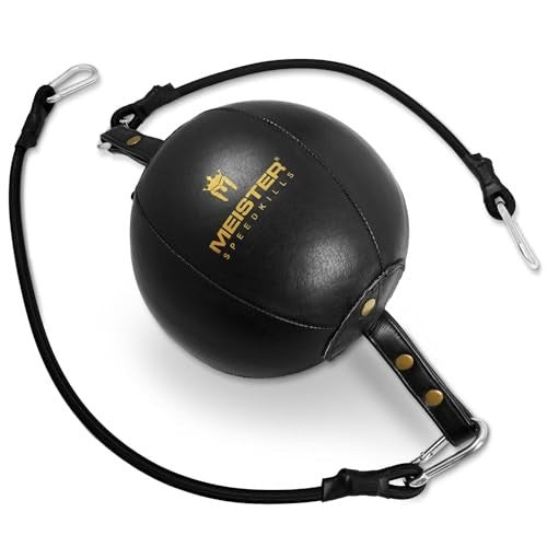 Double-End Leather Speed Bag Kit with Latex Bladder for Boxing Training