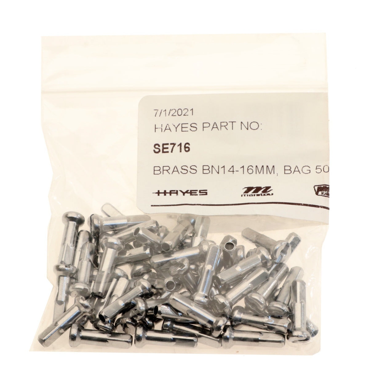 Wheelsmith Brass Spoke Nipples 14G 16mm Silver Pack of 50 Bicycle Parts