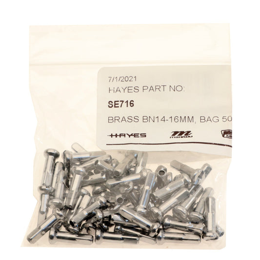 Wheelsmith Brass Spoke Nipples 14G 16mm Silver Pack of 50 Bicycle Parts