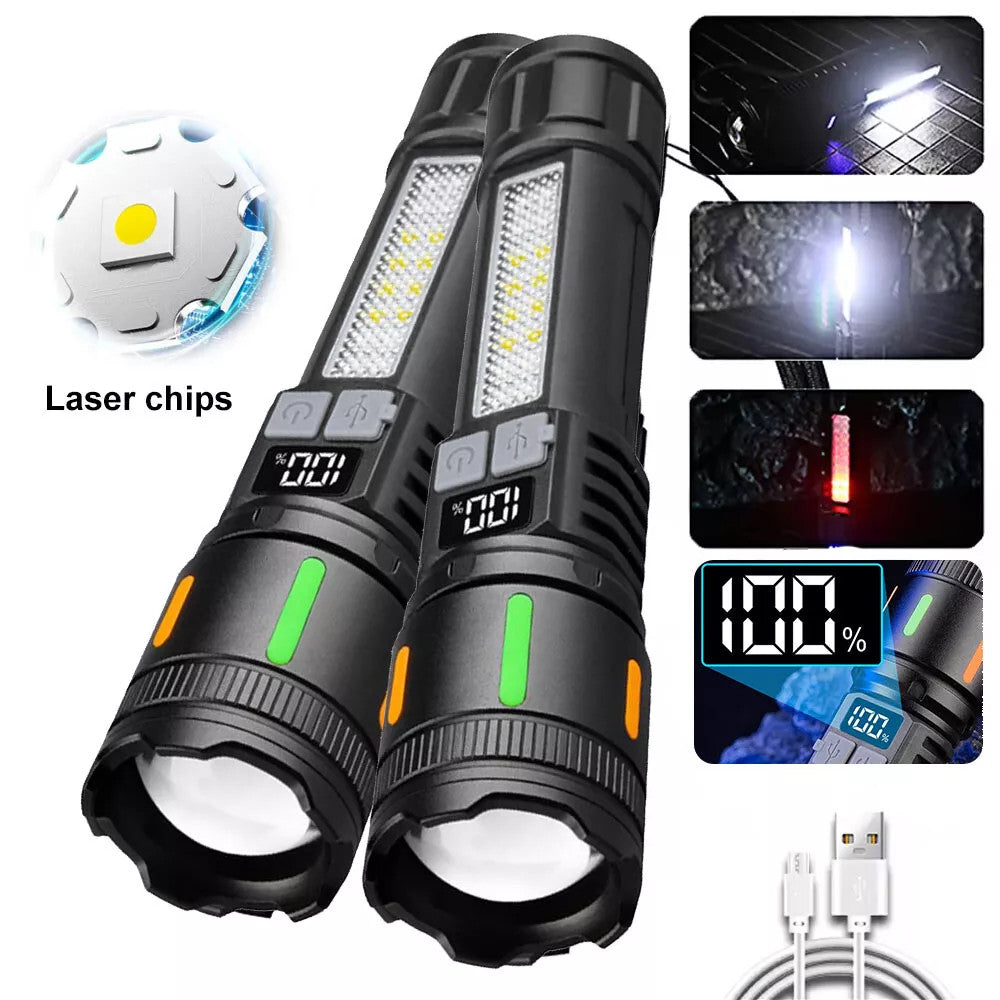 Super Bright LED Tactical Flashlight with Rechargeable Work Light 99000000 Lumens