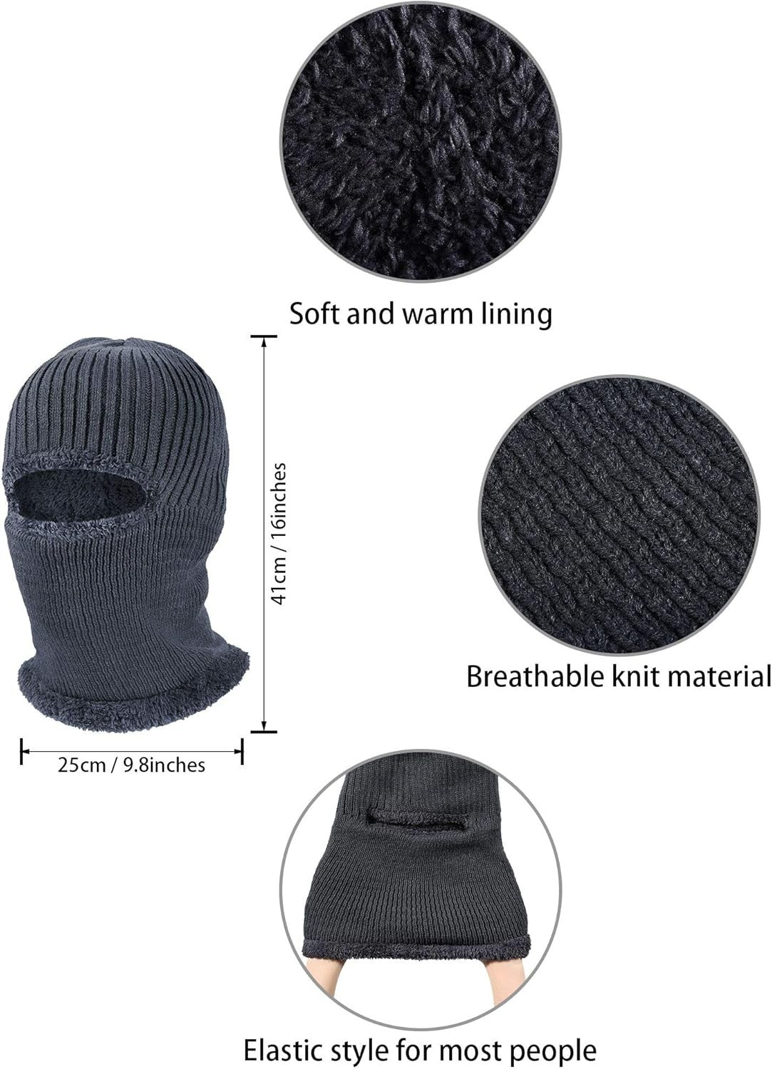 Men's Thermal Polar Fleece Face Mask Hood for Cold Winter