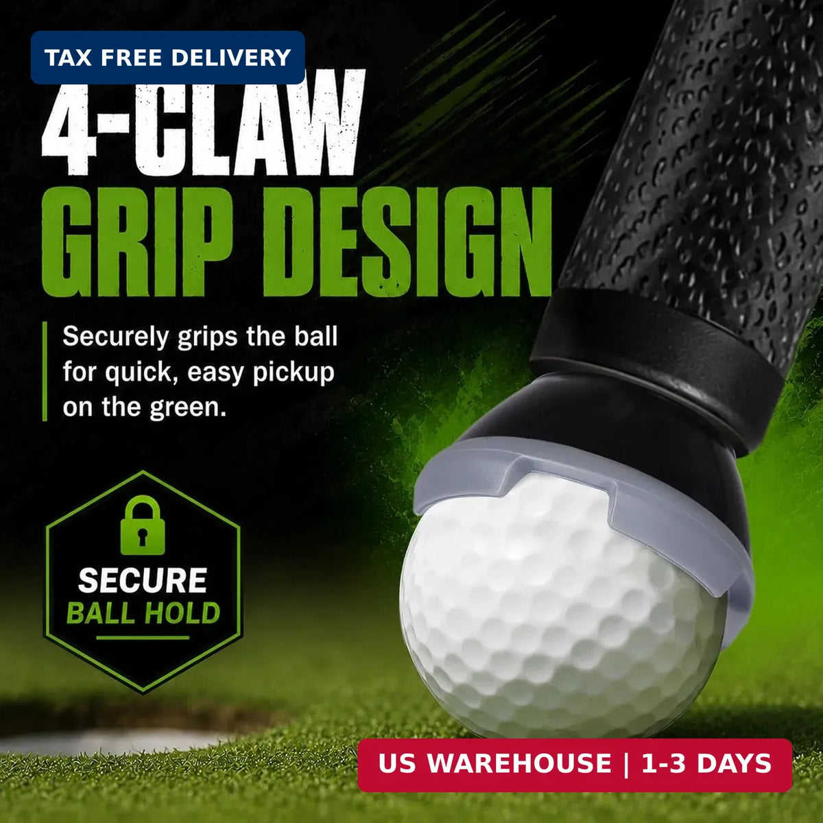 Golf Ball Picker Upper for Putter - 2 Pack 4-Claw Ball Retriever, Weather-Resistant