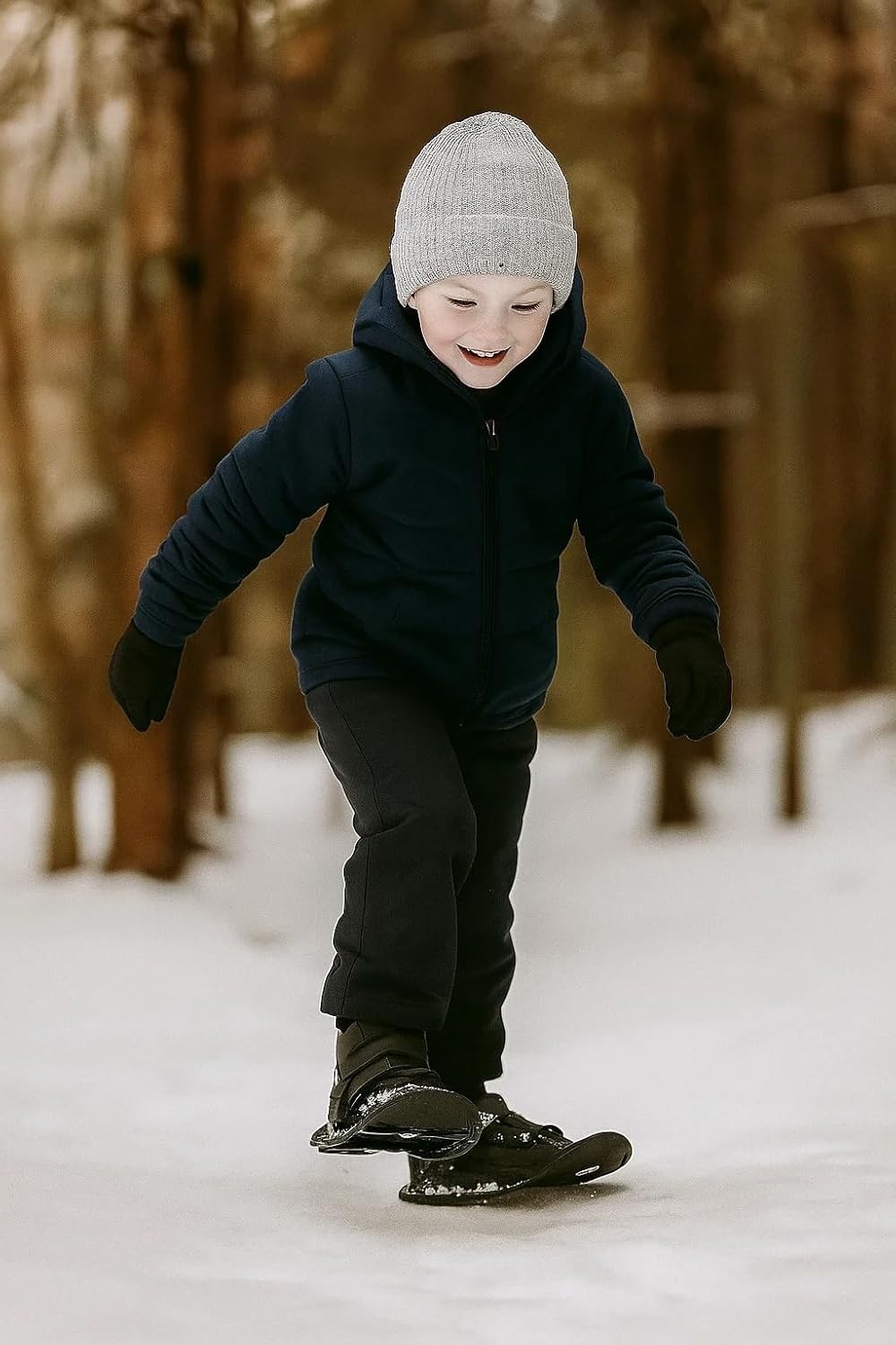 Freestyle Snow Skates for Kids - Adjustable Snowboard Skates Black