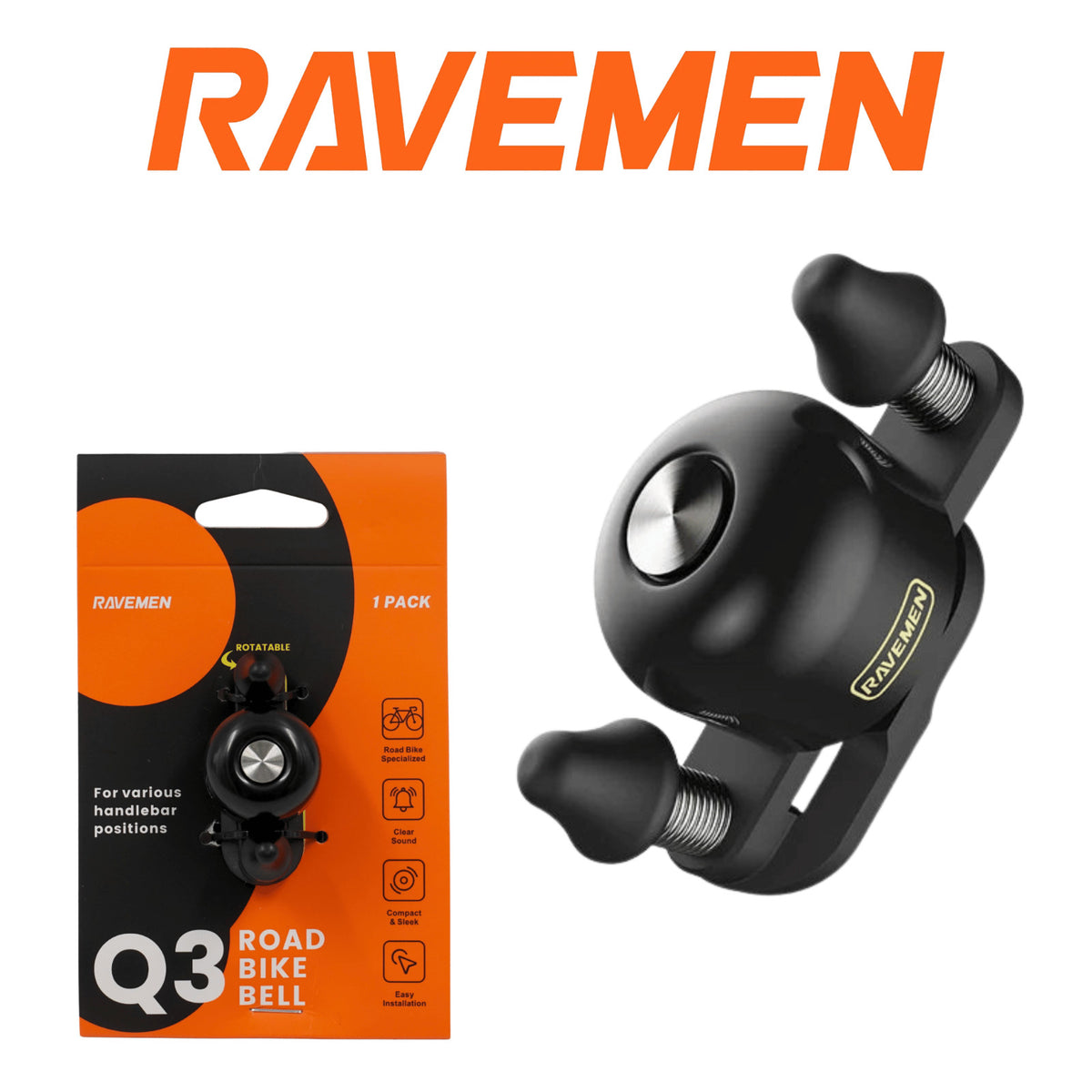 Road Bike Bell - Compact, Adjustable & Loud 100dB Handlebar Mount