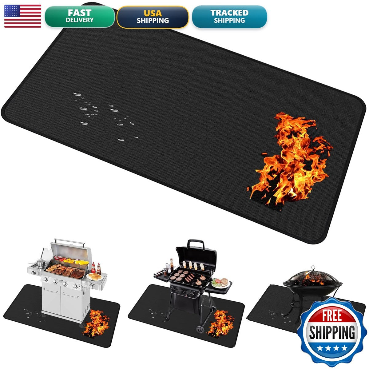 Large 65x40 Inch Double-Sided Outdoor Grill Mat for Decks and Patios