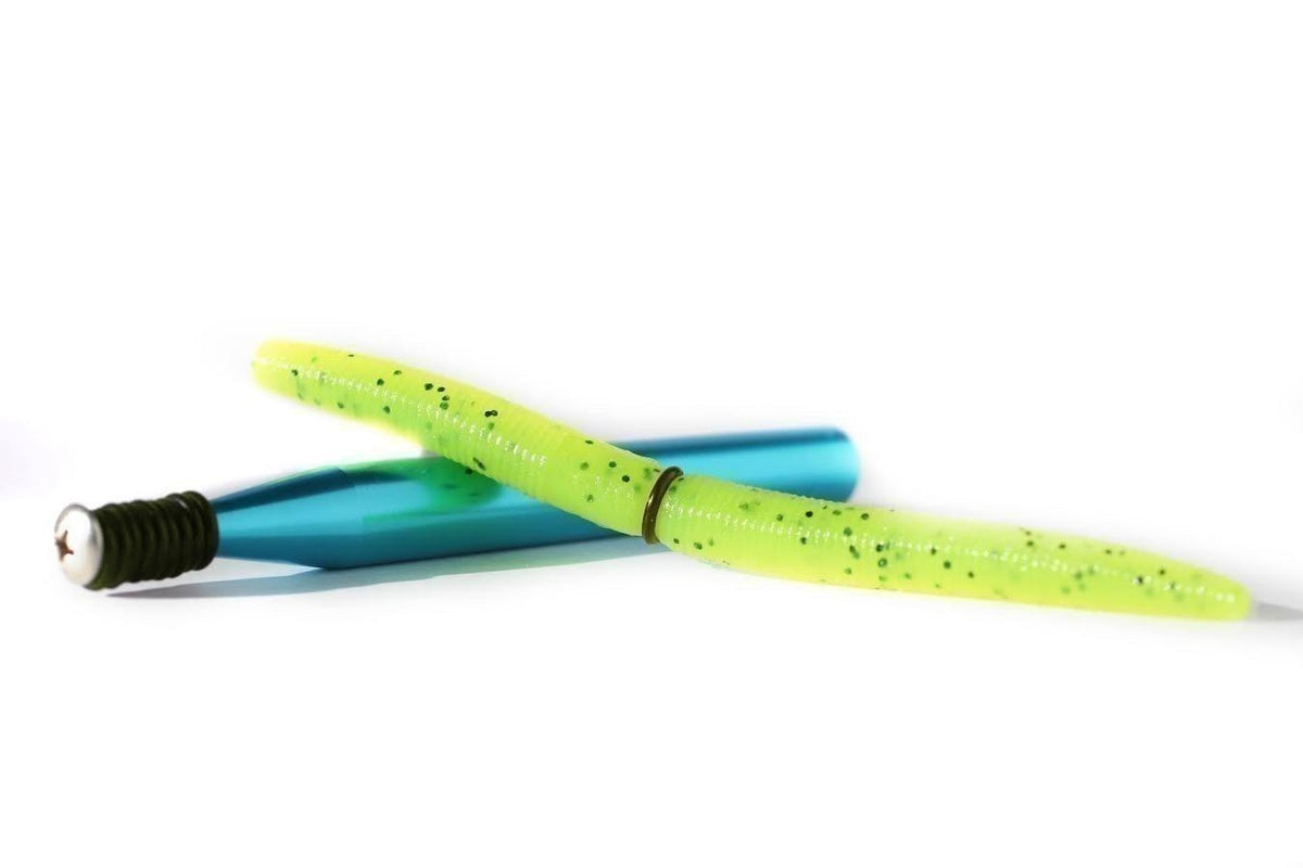Fishing Wacky Rig O-Ring Tool with 10 Green Pumpkin Rings for Senkos & Stick Baits