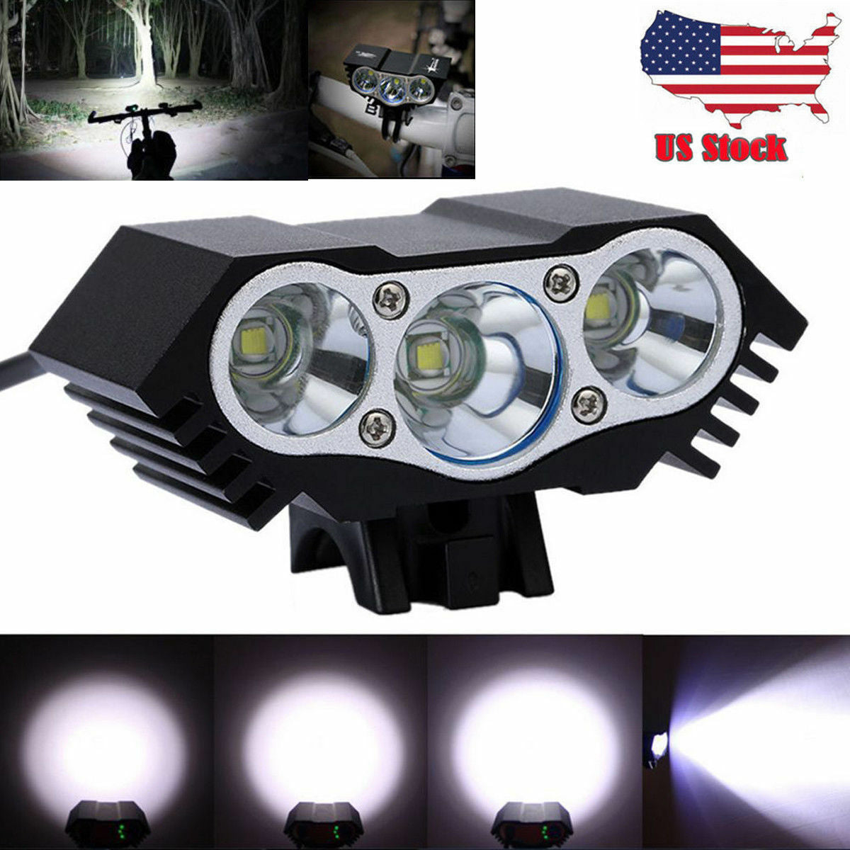 LED Bicycle Headlight Set 1500 Lumens Waterproof Head Lamp Torch for Cycling