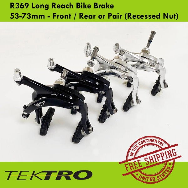 Long Reach Bike Brake 53-73mm - Front/Rear or Pair - Recessed Nut