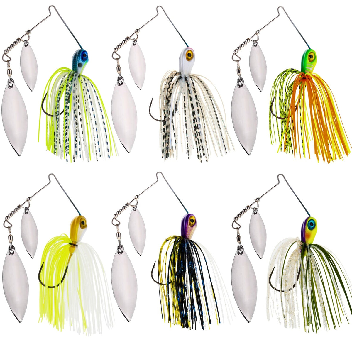 Spinnerbait Fishing Lure 3-Pack Double Willow Blade Bass Tackle Set