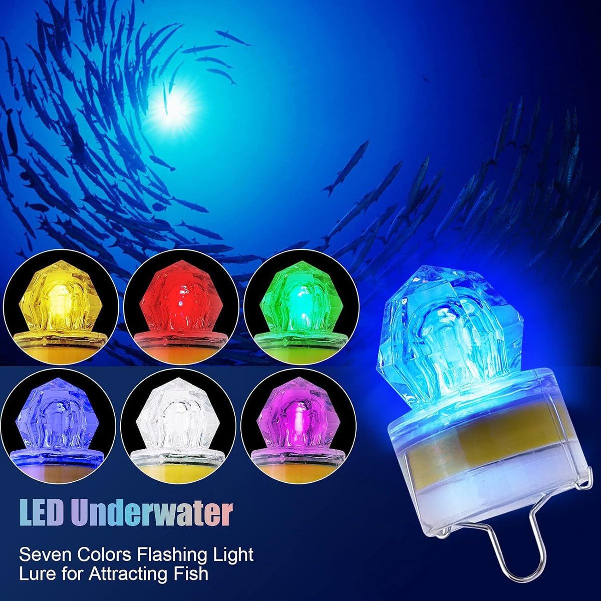 10 Pack Underwater LED Fishing Lights Deep Drop Bait Lure Lamp Multi-Color