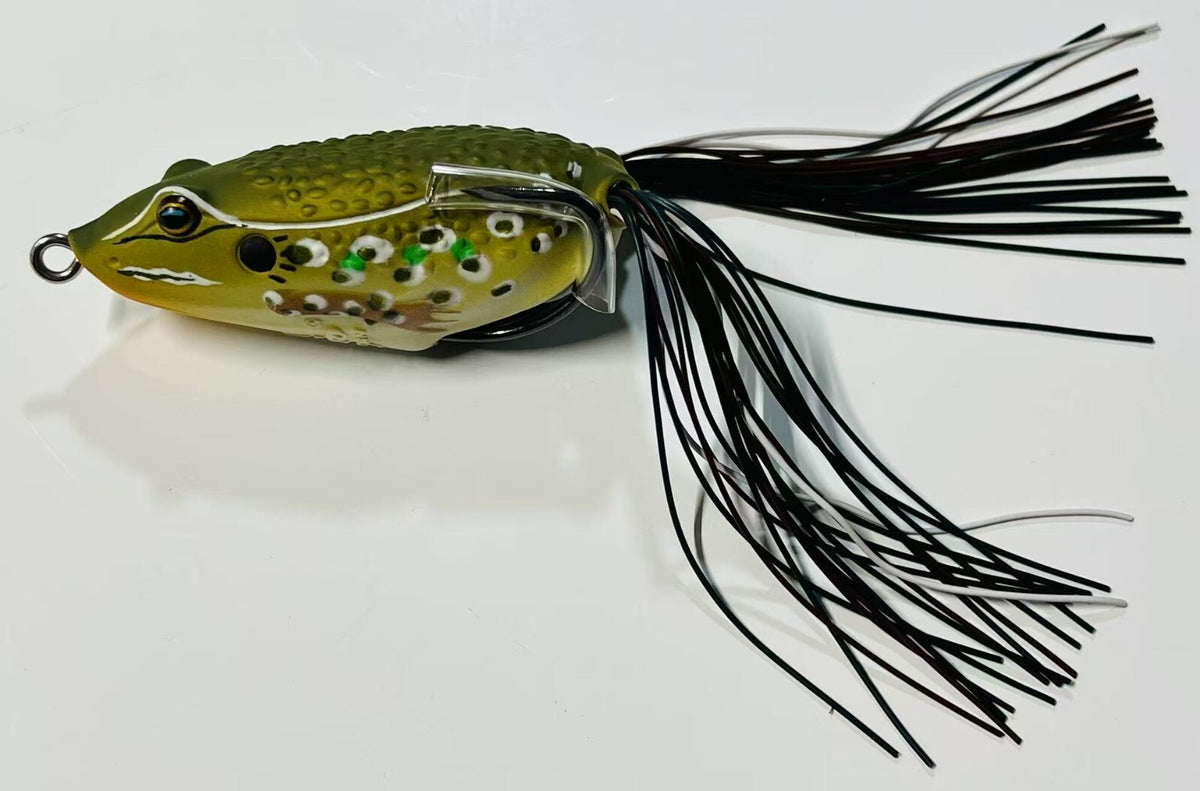 Bass Fishing Frog Lure - Eco Toad Hollow Body Soft Rubber Bait with Hooks