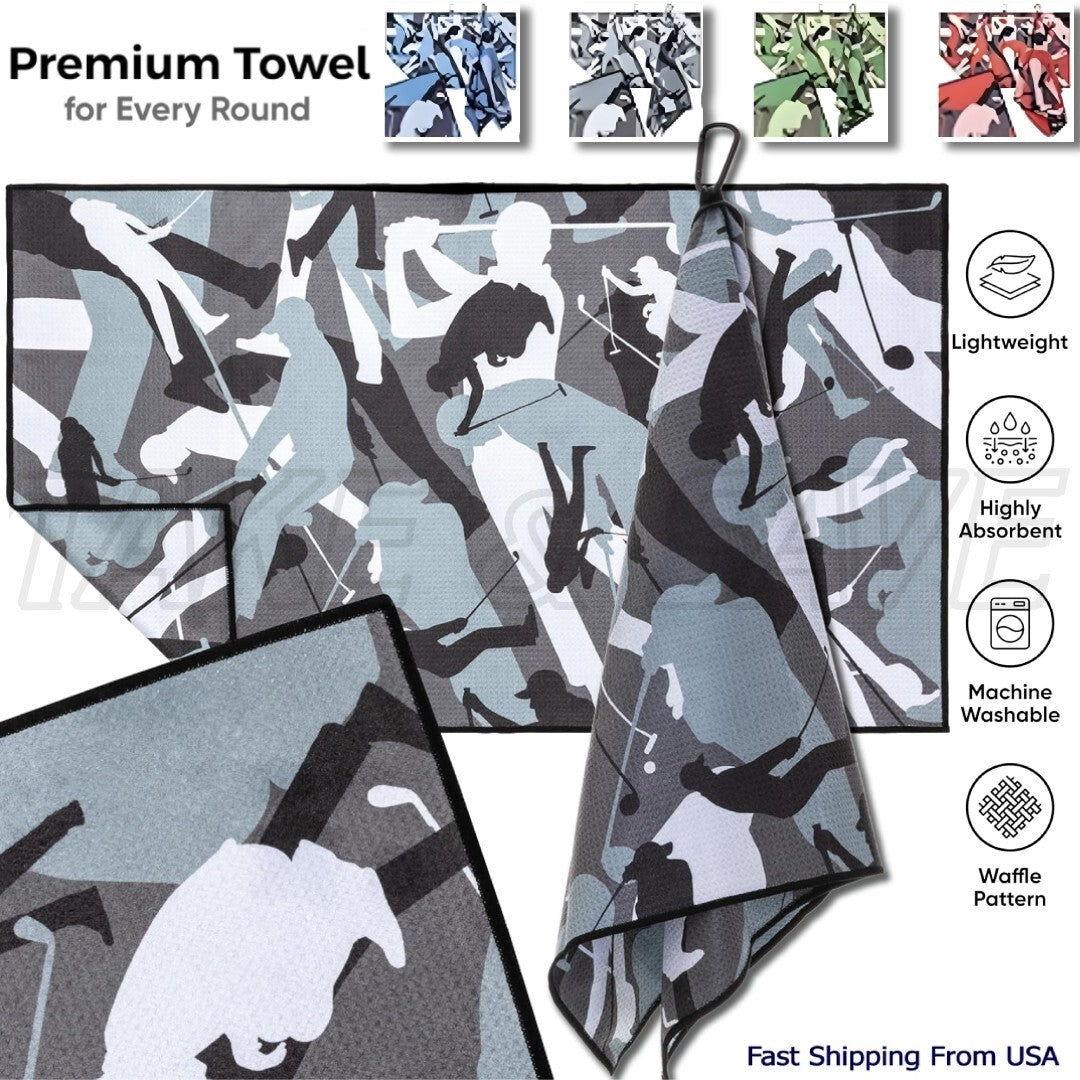Golf Towel with Clip 34x20 Inch Microfiber Absorbent Towels for Golf Bag