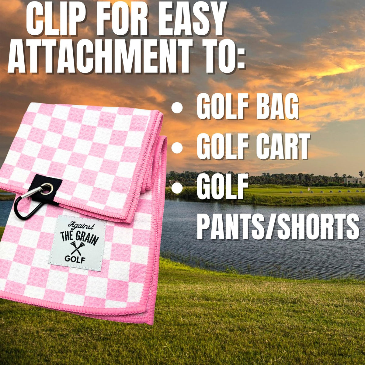 Pink Microfiber Golf Towel for Women 12x20 with Clip - Stylish & Absorbent