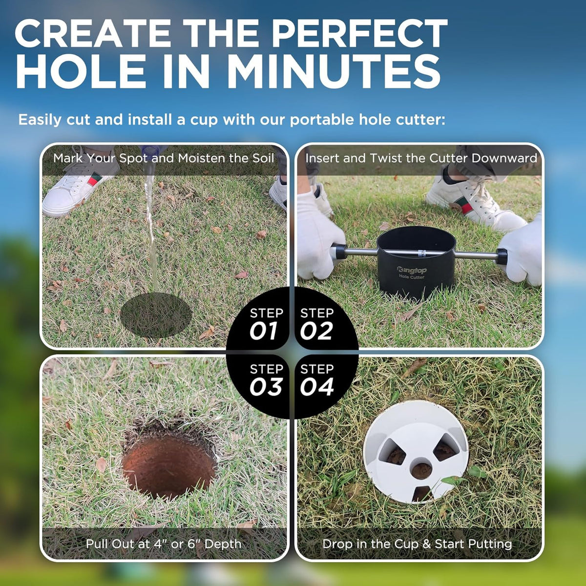 Golf Hole Cups for Practice Putting Greens - 4 or 6 Inches Deep