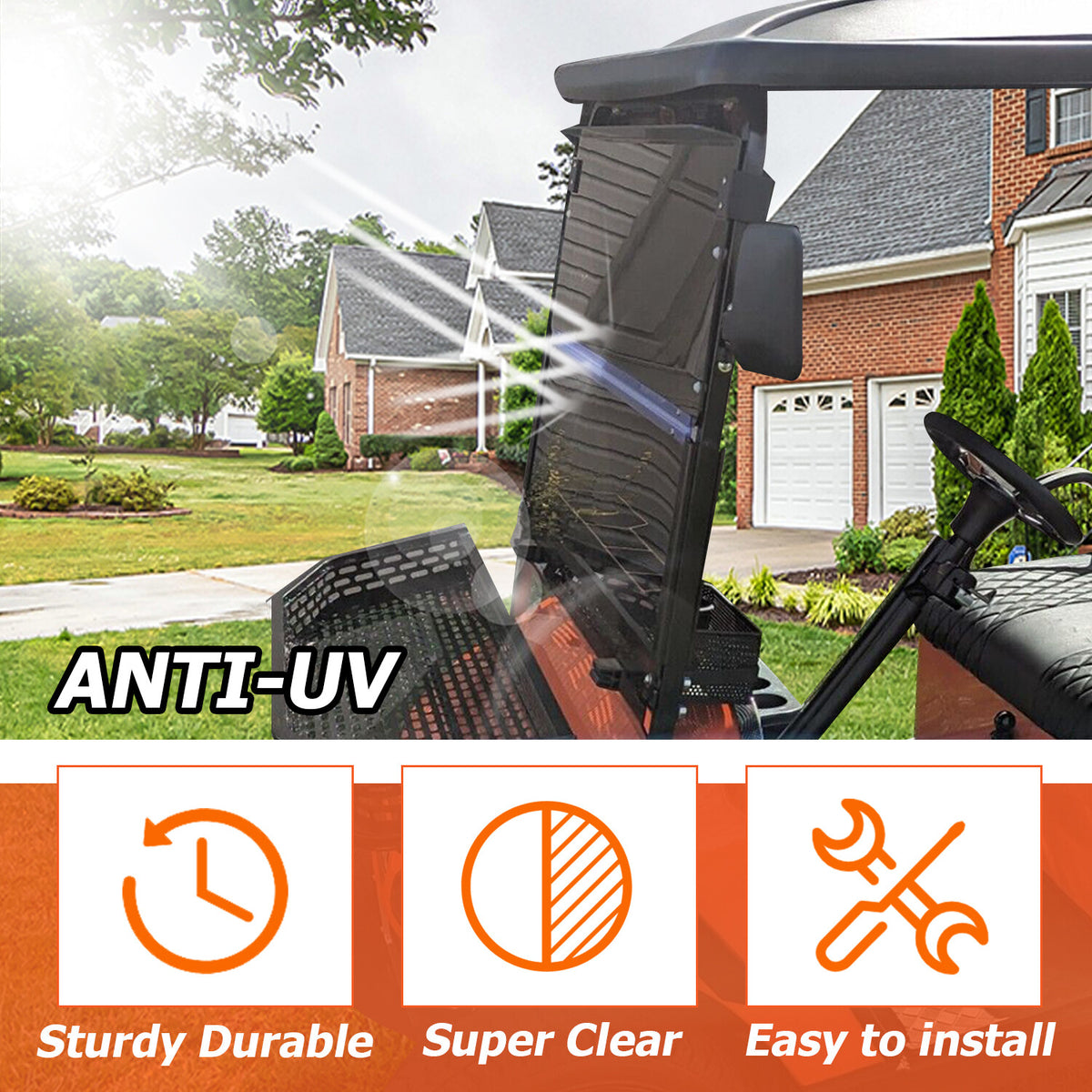 EZGO TXT 2014+ Tinted Windshield Wind Screen for Golf Cart Replacement Part