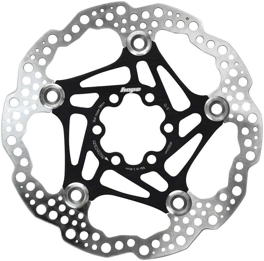 Hope 160mm Black Floating Disc Brake Rotor - 6-Bolt Bicycle Part