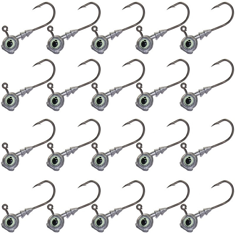 20Pcs Luminous Eye Jig Heads for Bass Trout Saltwater Fishing - Multiple Sizes