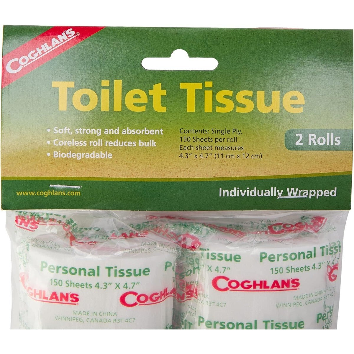 Camping Toilet Tissue 2 Rolls Biodegradable Compact & Packable
