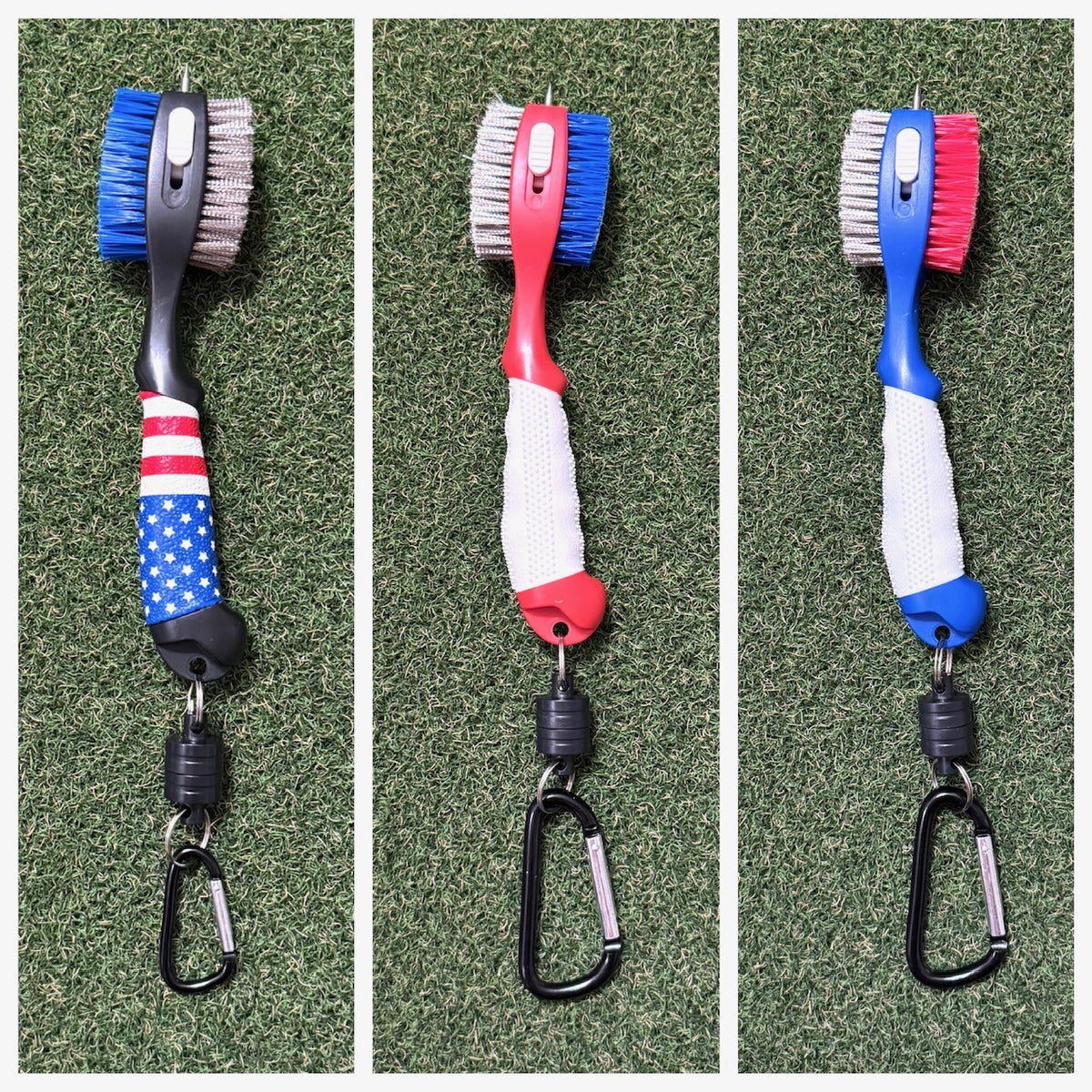 Golf Club Cleaning Brush with Magnetic Release & Retractable Spike