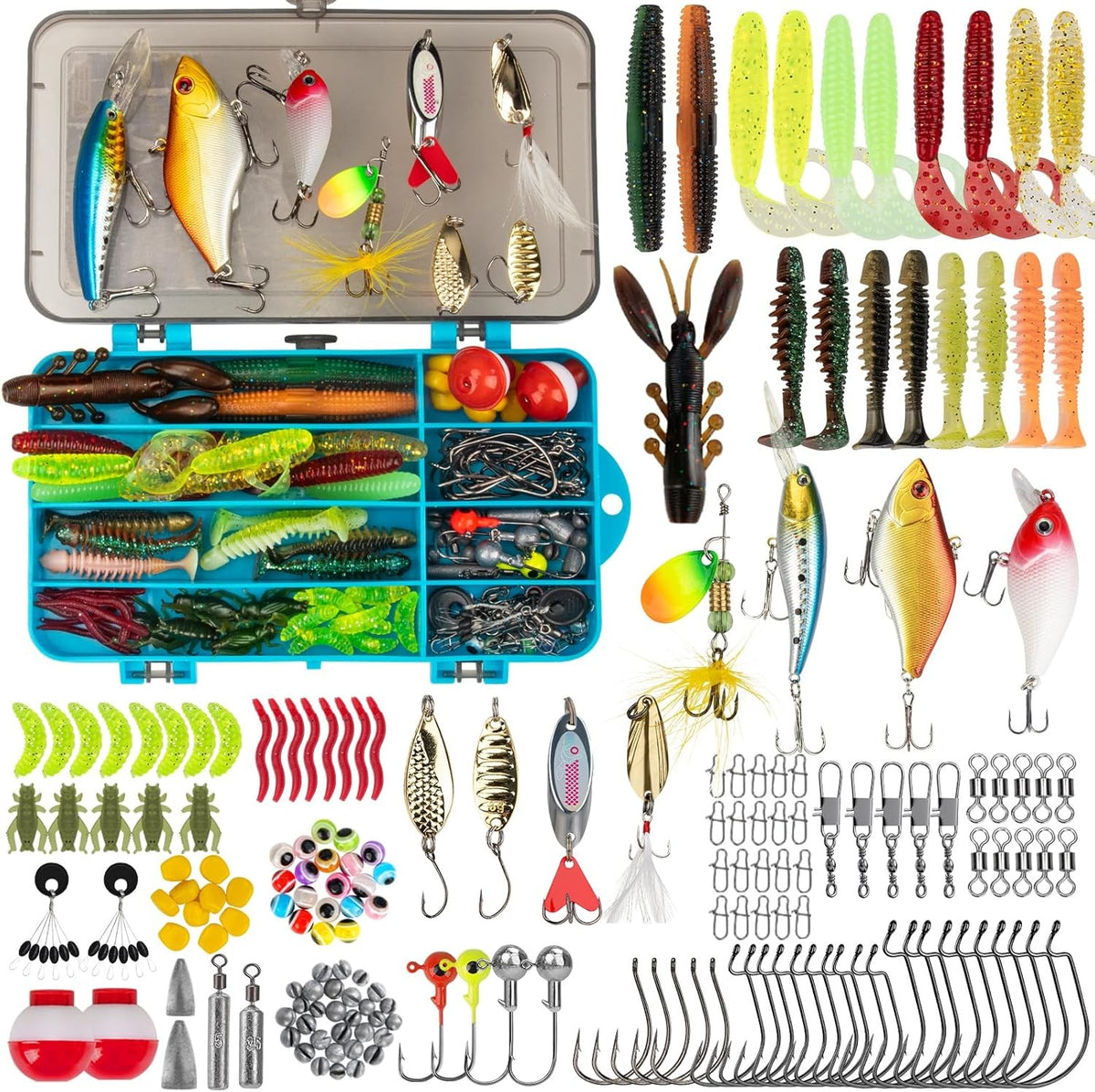 Complete Fishing Tackle Kit with Tackle Box Accessories Set for Freshwater & Saltwater Fishing