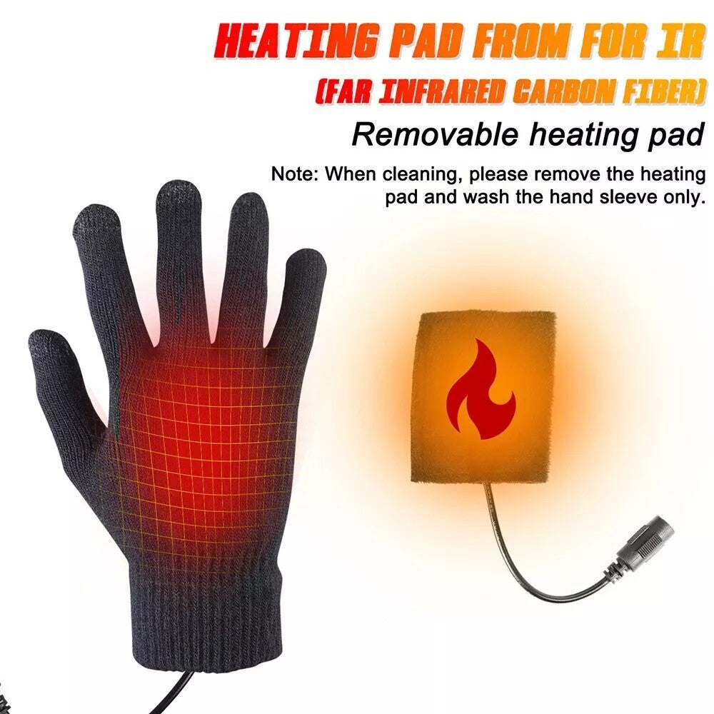 Rechargeable Heated Gloves Electric Winter Hand Warmer Windproof Thermal