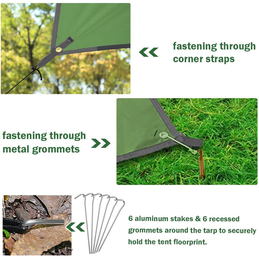 Waterproof Camping Tarp Tent Footprint Lightweight Ground Sheet Rain Fly 13'