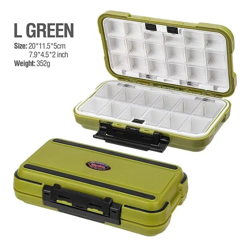 Waterproof Fishing Tackle Box with Compartments 2-Layer Hard Case Storage