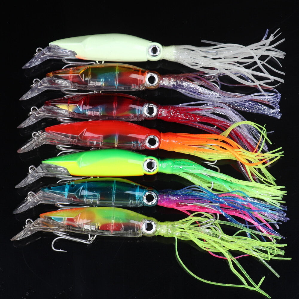 7pcs Long Octopus Sea Fishing Lures Squid Bait 40g Set for Saltwater Fishing