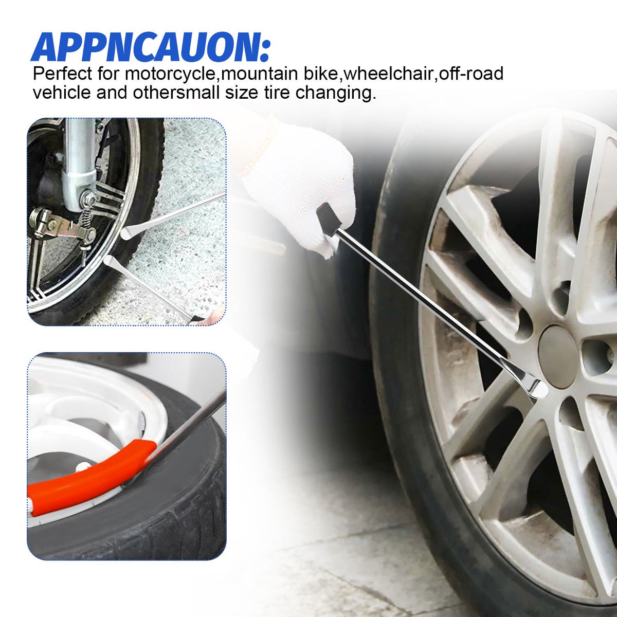 7PCS Tire Lever Set with Rim Protectors - Motorcycle Bike Wheel Repair Tools