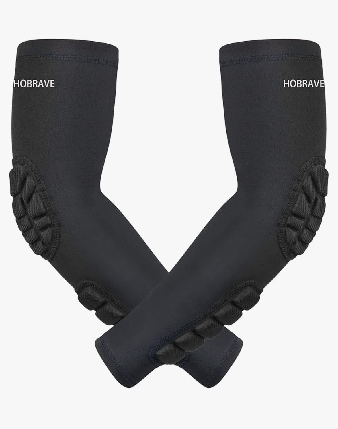 Hobrave Padded Elbow & Forearm Sleeves 2 Pack for Impact Protection - XL Black