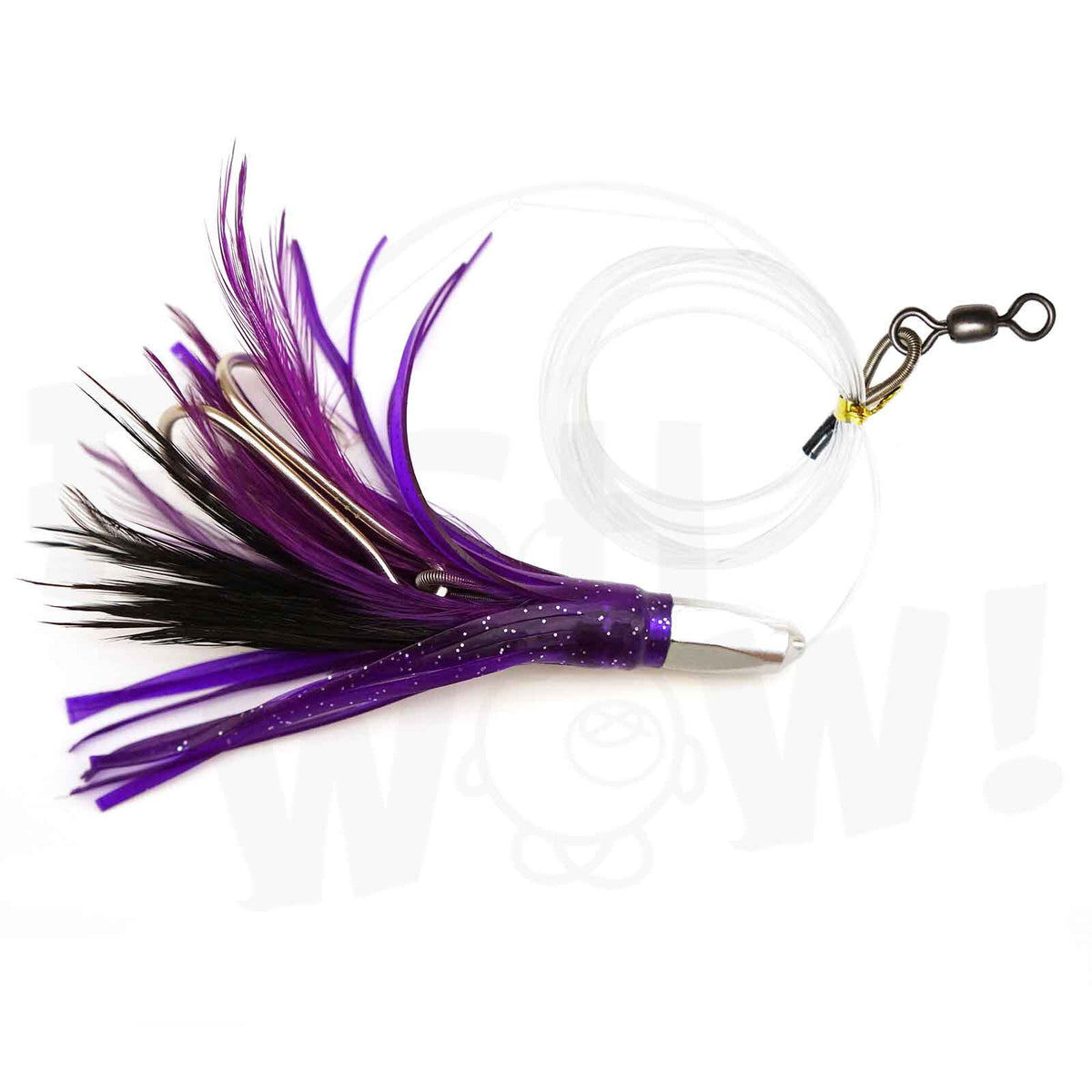 10PCS 4.5-Inch Saltwater Trolling Fish Rigged Bullet Head Feather Lures