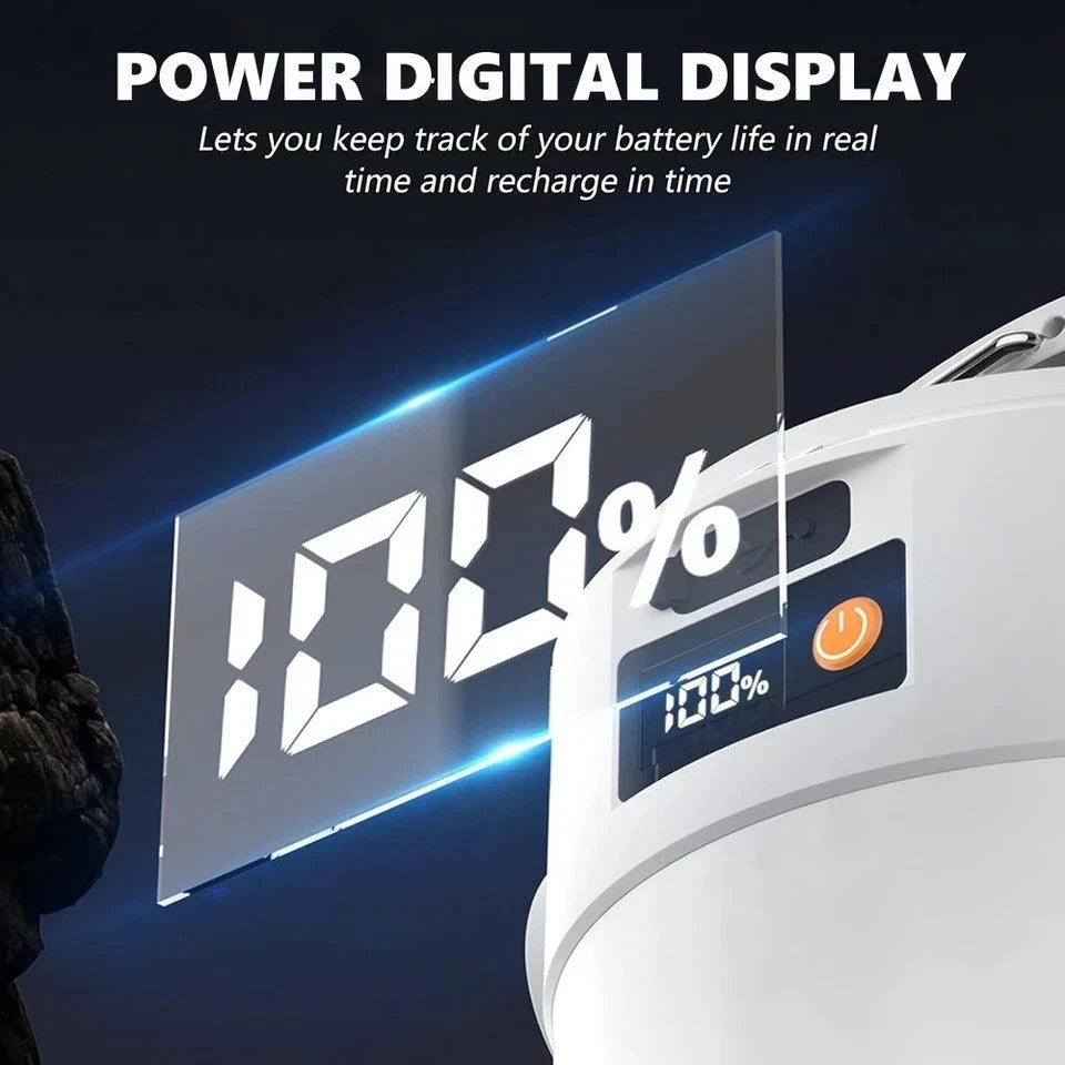 Portable Solar Rechargeable LED Camping Lantern with USB & Digital Display