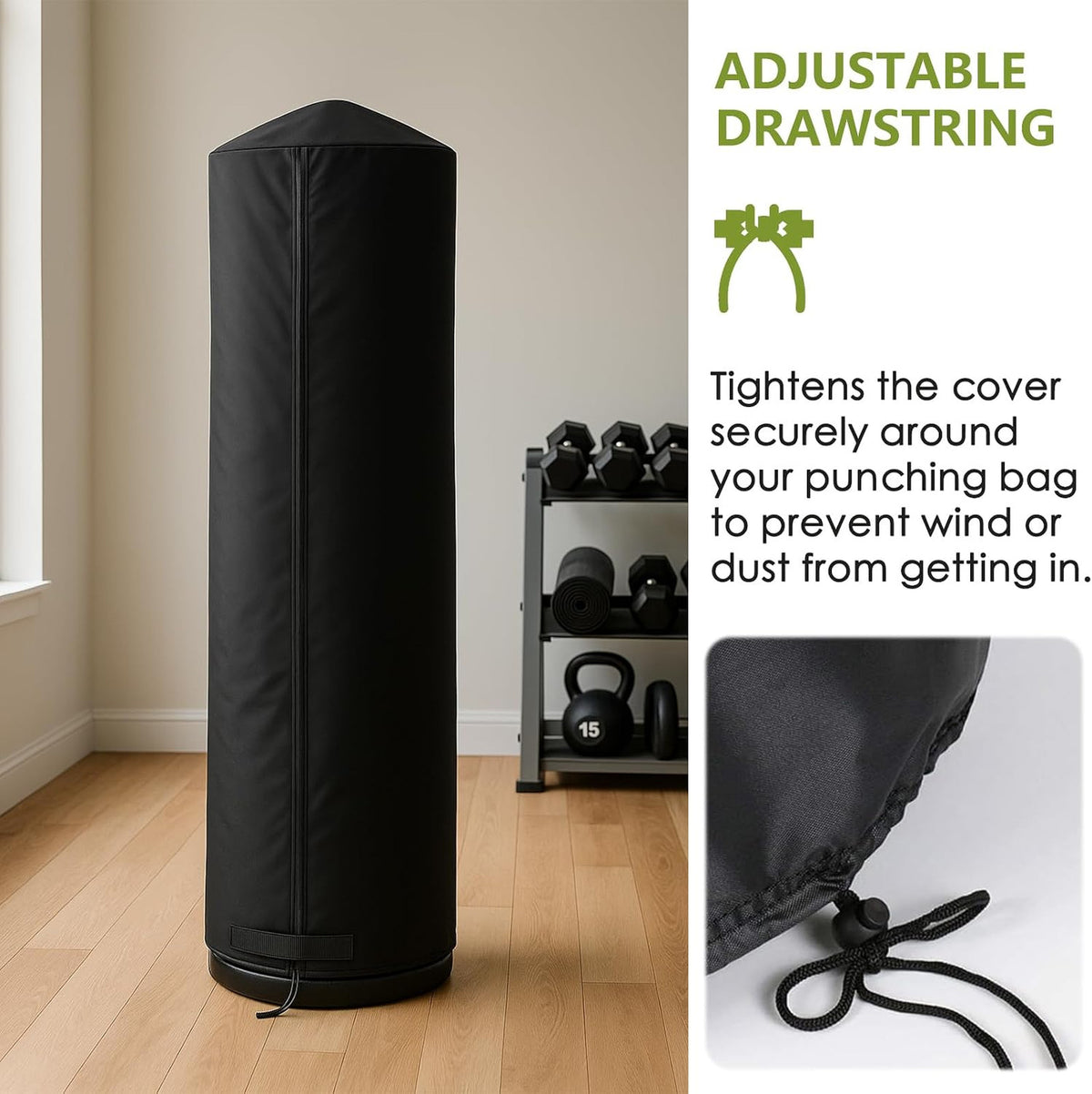 Waterproof Freestanding Punching Bag Cover with Storage - 28x70 Inches