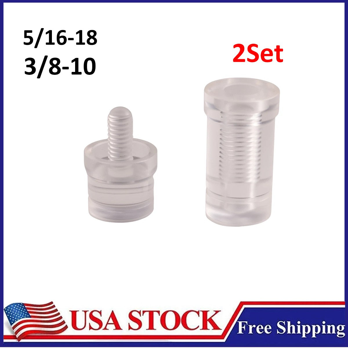 5/16x18 Joint Protectors for Billiard Cues, 2 Set — Clear/Black Plastic