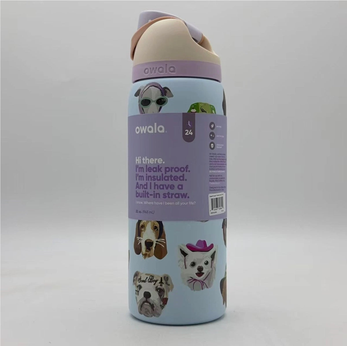 Insulated 32 Oz Water Bottle with Leak-Proof Lid & FreeSip Spout for Dogs