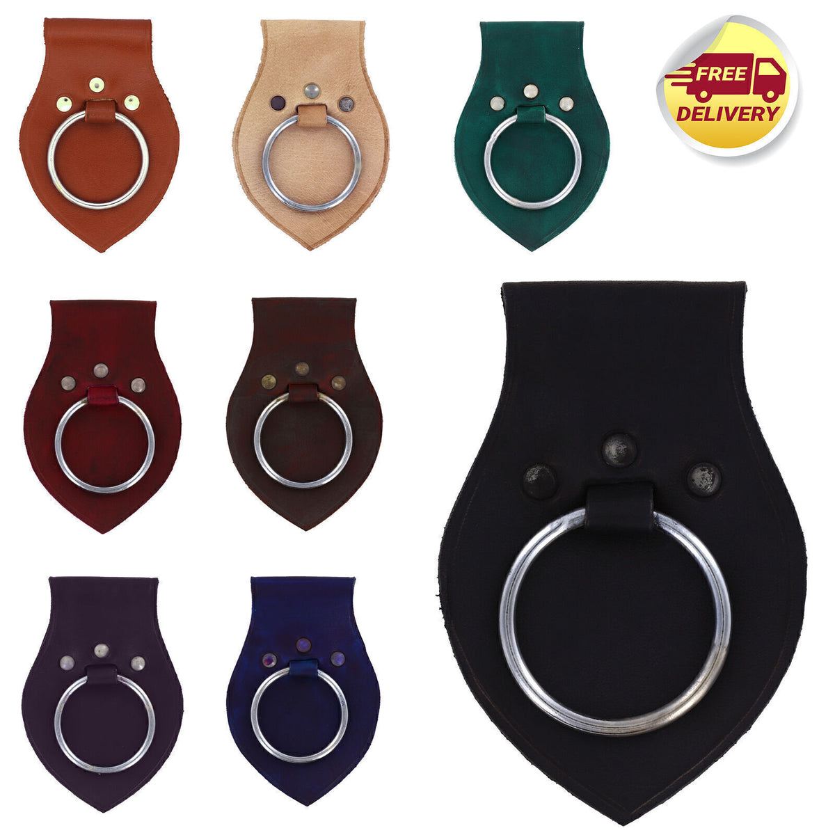 Genuine Leather Medieval Axe Ring Frog Holder - All Colors
