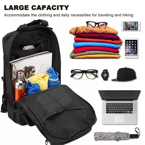 30L Outdoor Tactical Military Backpack for Hiking Camping Travel Black
