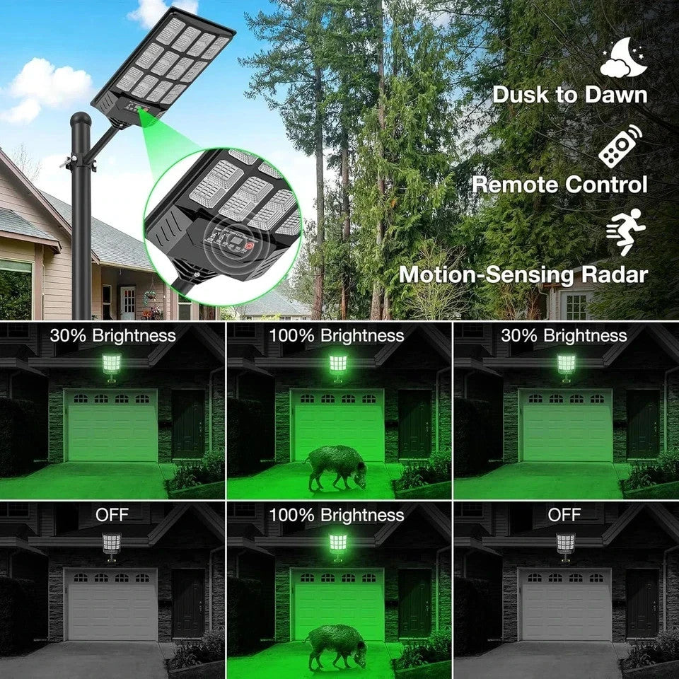 Solar LED Hog Hunting Light - 22000LM Green Feeder Light for Night Hunting