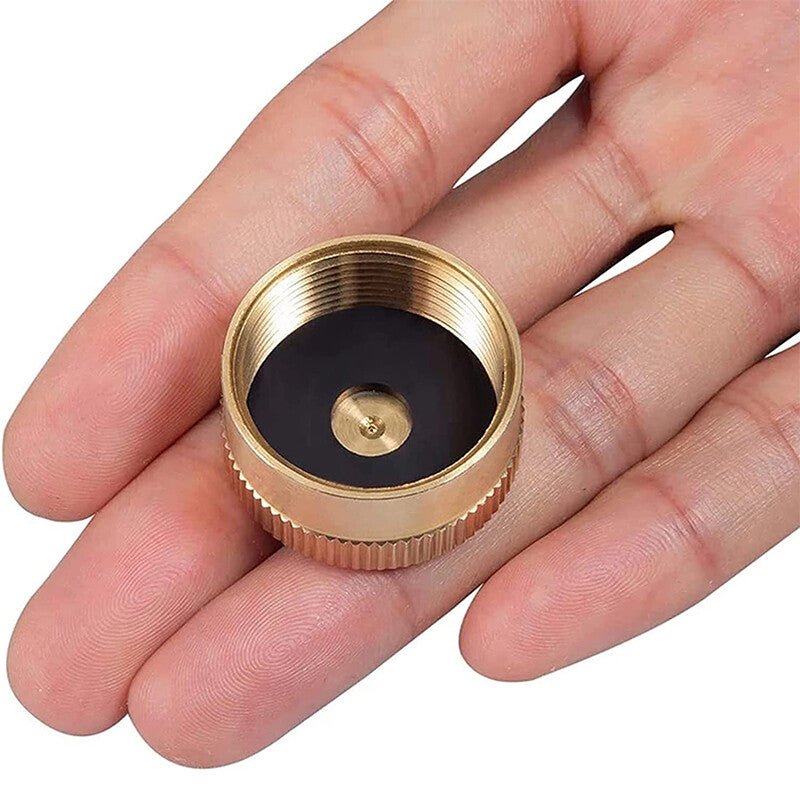 6 Pack Brass Propane Bottle Caps - Universal Refill Seals for 1 LB Tanks