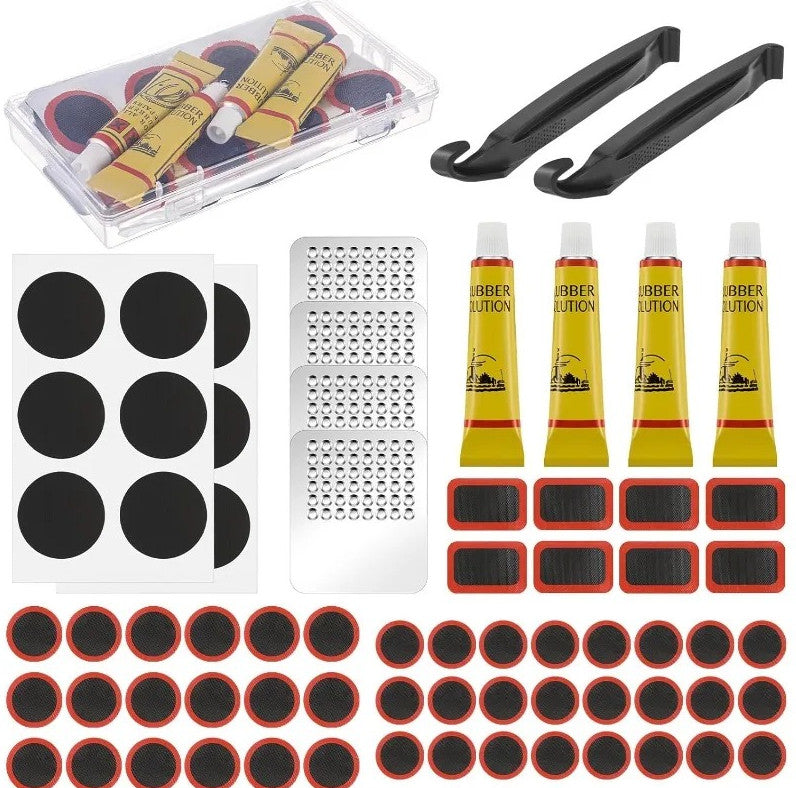 72pcs Bike Tire Repair Kit with Patches & Metal Rasp for Bicycle Motorcycle