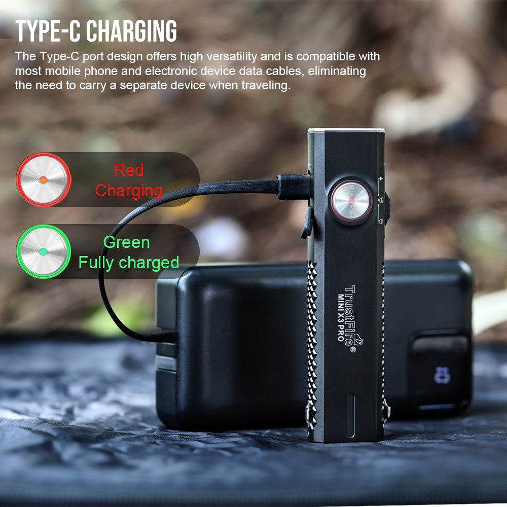 TrustFire 6-in-1 LED Flashlight with UV, Red, Green & White Light - 2050 Lumens