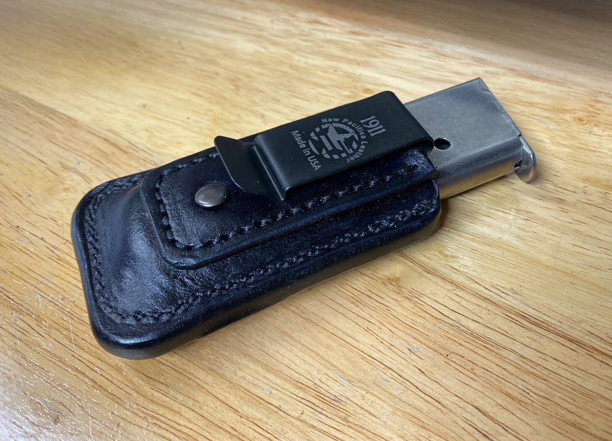 Leather Magazine Holder Belt Clip - Fits Springfield Hellcat & Sig P365 - Made in USA