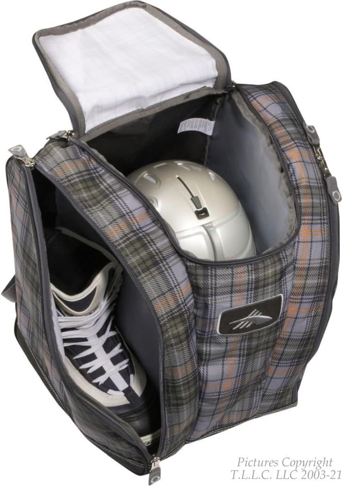 High Sierra Snowboard Ski Bootbag with Trapezoid Diamond Plaid Design - Backpack with Bonuses