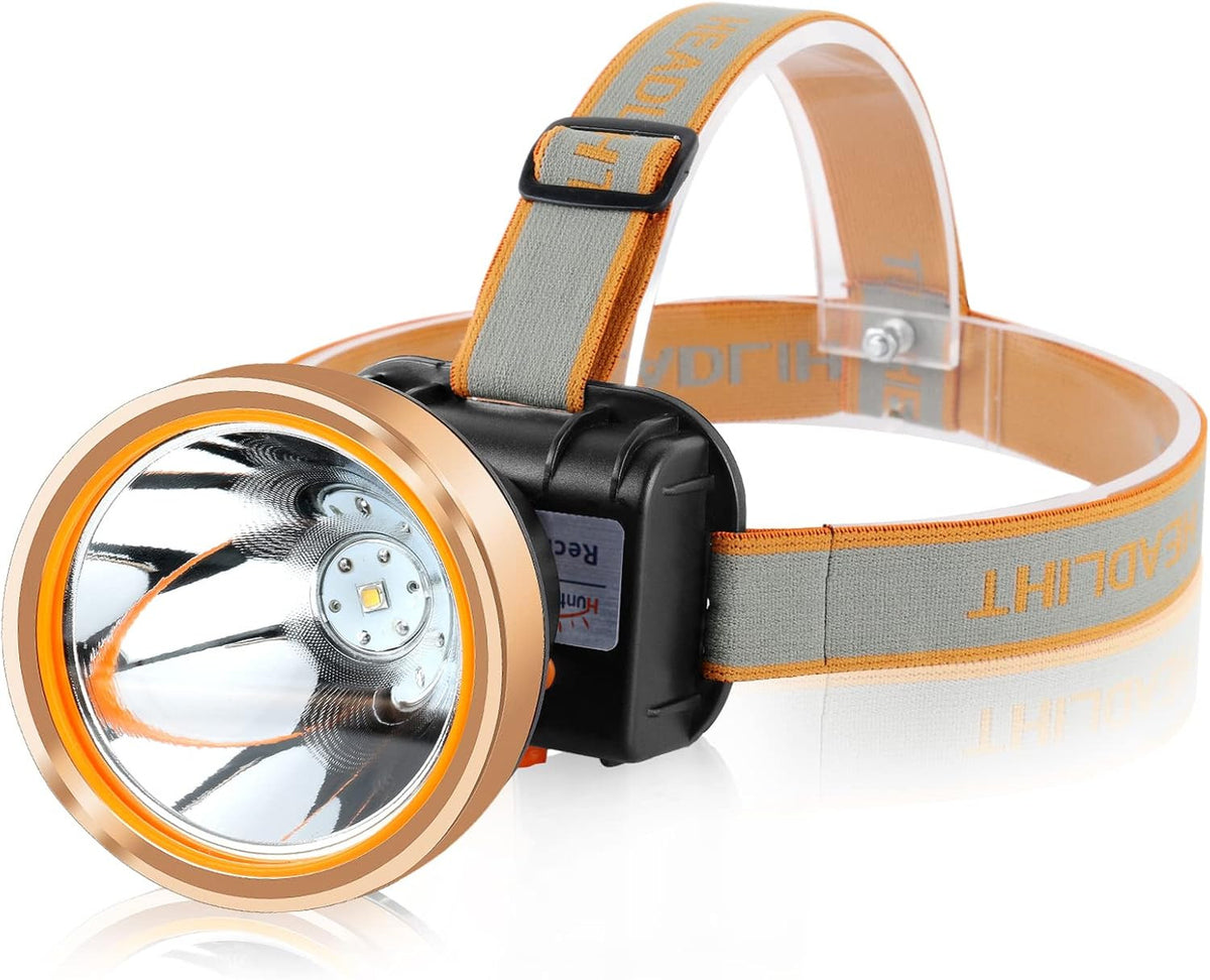High-Power Rechargeable LED Headlamp for Hunting, Waterproof & Adjustable