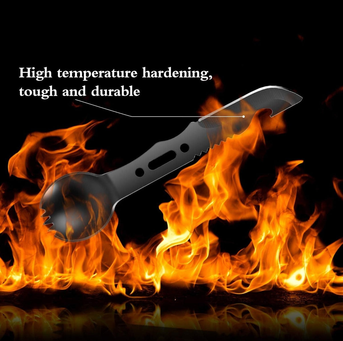 7-in-1 Stainless Steel Camping Utensil Set Multi-Tool for Hiking & Survival