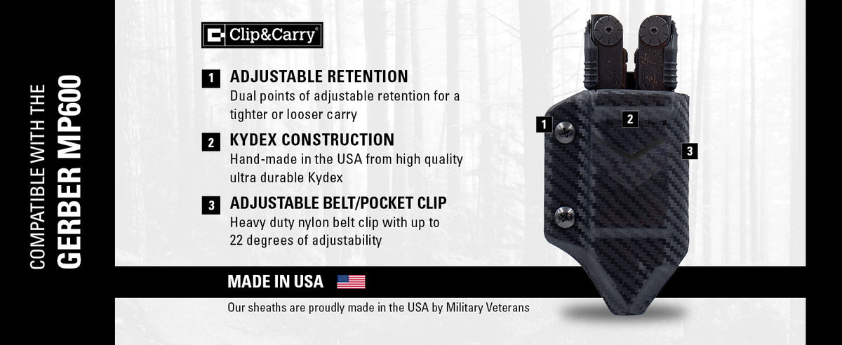 Kydex Multitool Sheath for Gerber MP600 - USA Made, Custom Fit, Durable Carrying Accessory