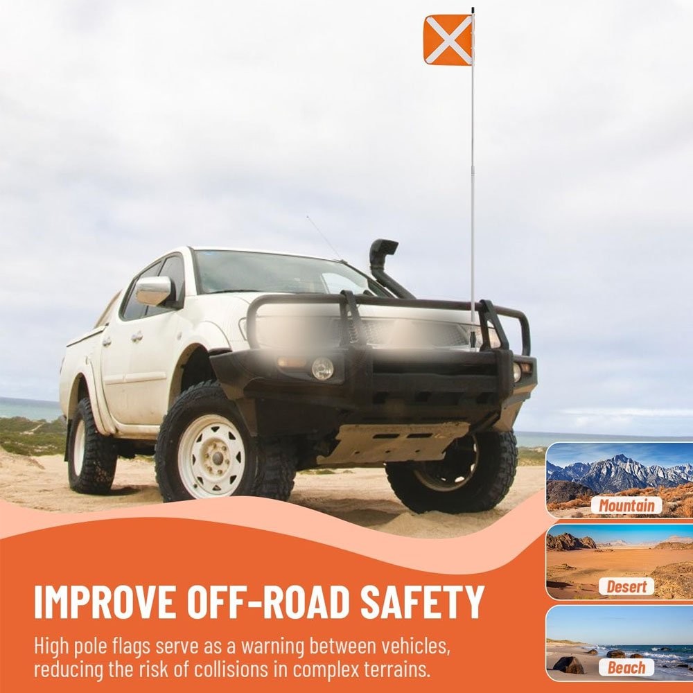 12x12 PVC Reflective Sand Safety Flag with Spring Mounting Base for Off-Road Vehicles