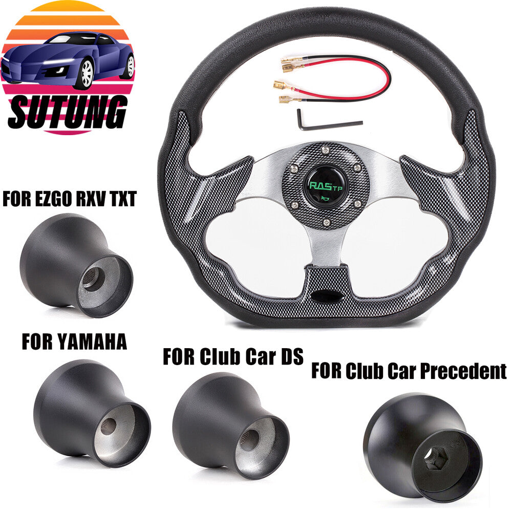 13-Inch Golf Cart Steering Wheel & Hub Adapter for EZGO Yamaha Club Car